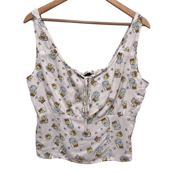 KEROPI By Sanrio Milkmaid Blouse Top Smocked Back In Cream Size XL - Picture 1 of 8